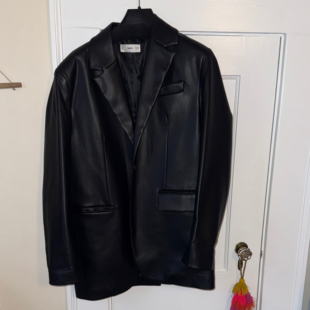 Mango Black Faux Leather Jacket